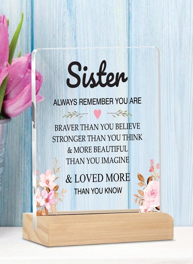 Giftplease Sign Sister You are Stronger Plaque with Wood Stand | Rakshabandhan Rakhi Gift | Gift for Sister Home Office Desk Decor | (4 X 4 Inches) MP_62 - Image 3